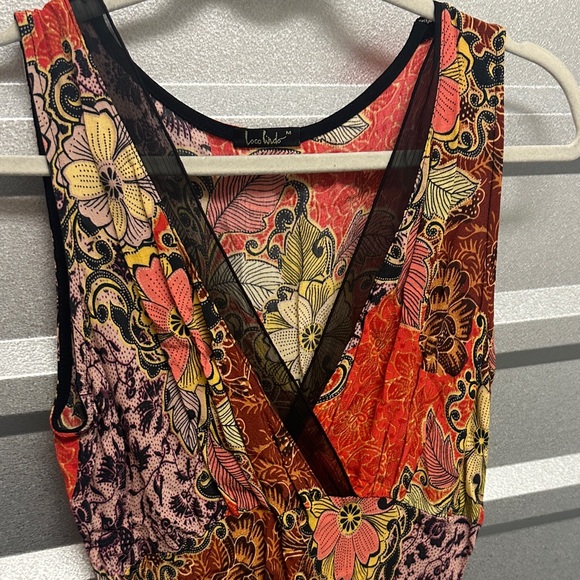 Vintage Floral Y2K Paisley V Neck Lizzie McGuire MIDI Dress Ruffled Size Medium - Picture 4 of 9